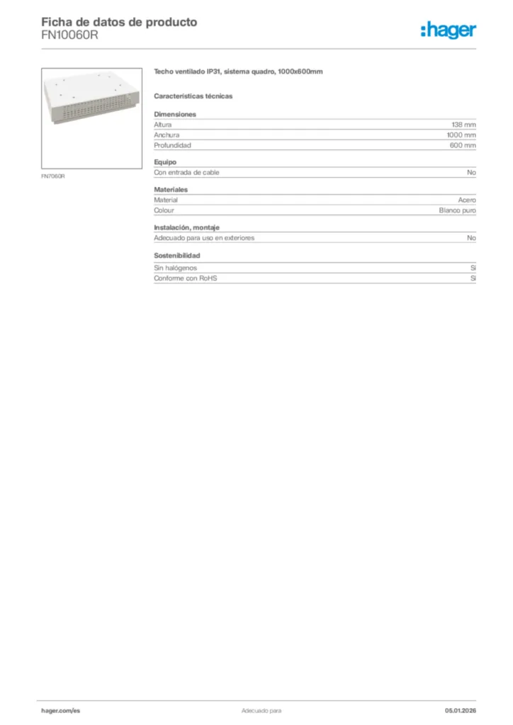 Imagen Hager Ficha de datos de producto FN10060R | Hager España