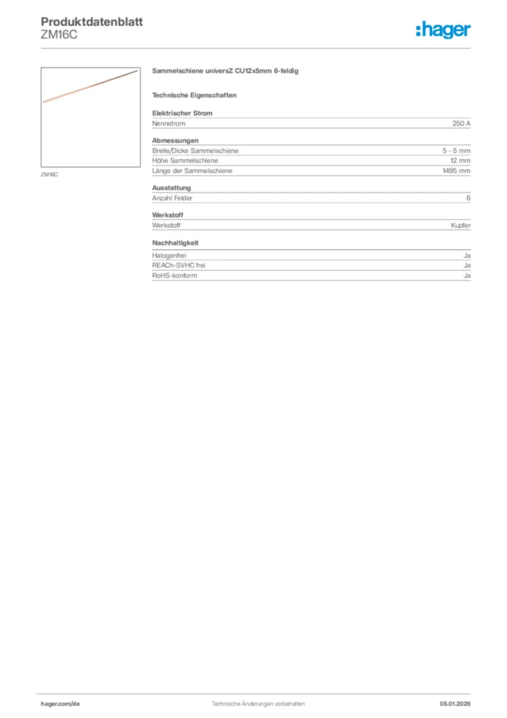 Bild Hager Produktdatenblatt ZM16C | Hager Deutschland