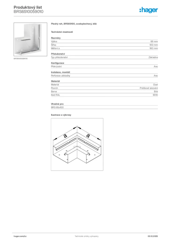 Obrázek Hager Product data sheet BRS6510059010 | Hager