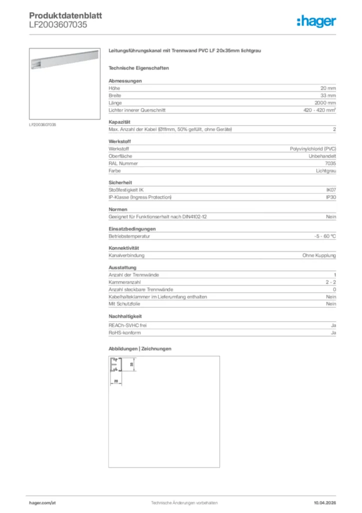Bild Hager Produktdatenblatt LF2003607035 | Hager Deutschland