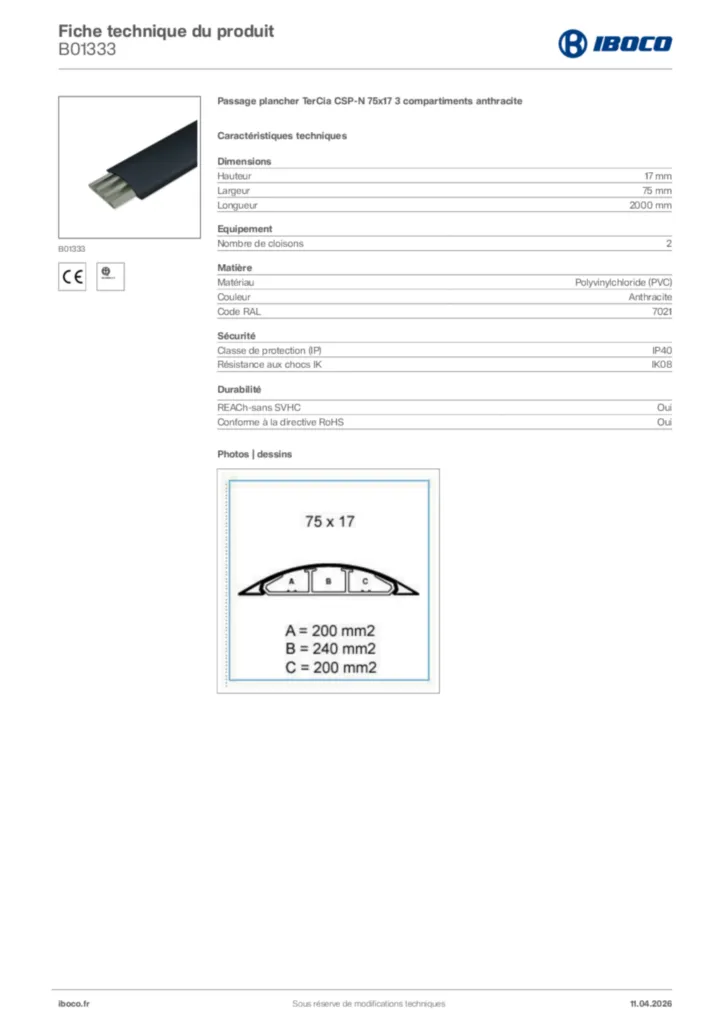 Image Iboco Fiche technique du produit B01333 | Hager France