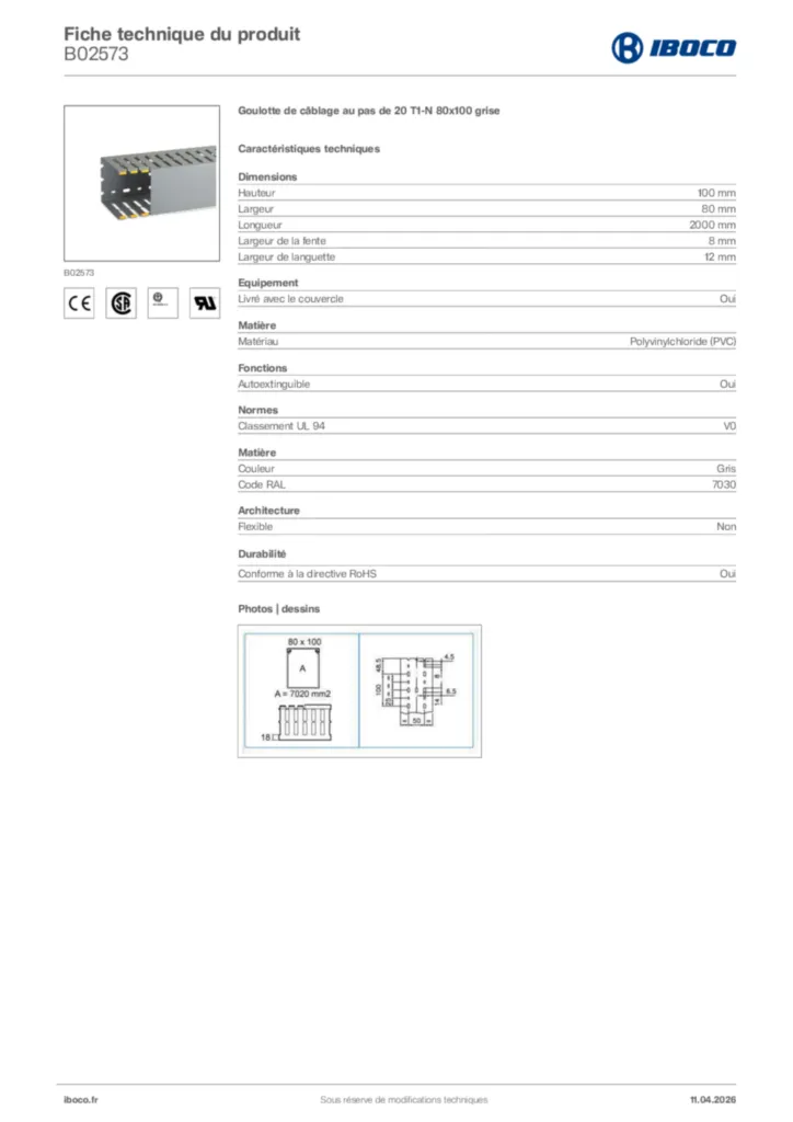 Image Iboco Fiche technique du produit B02573 | Hager France