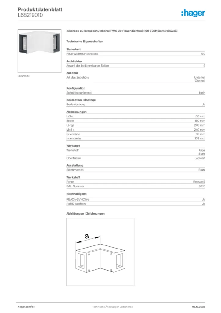 Bild Hager Produktdatenblatt L68219010 | Hager Deutschland