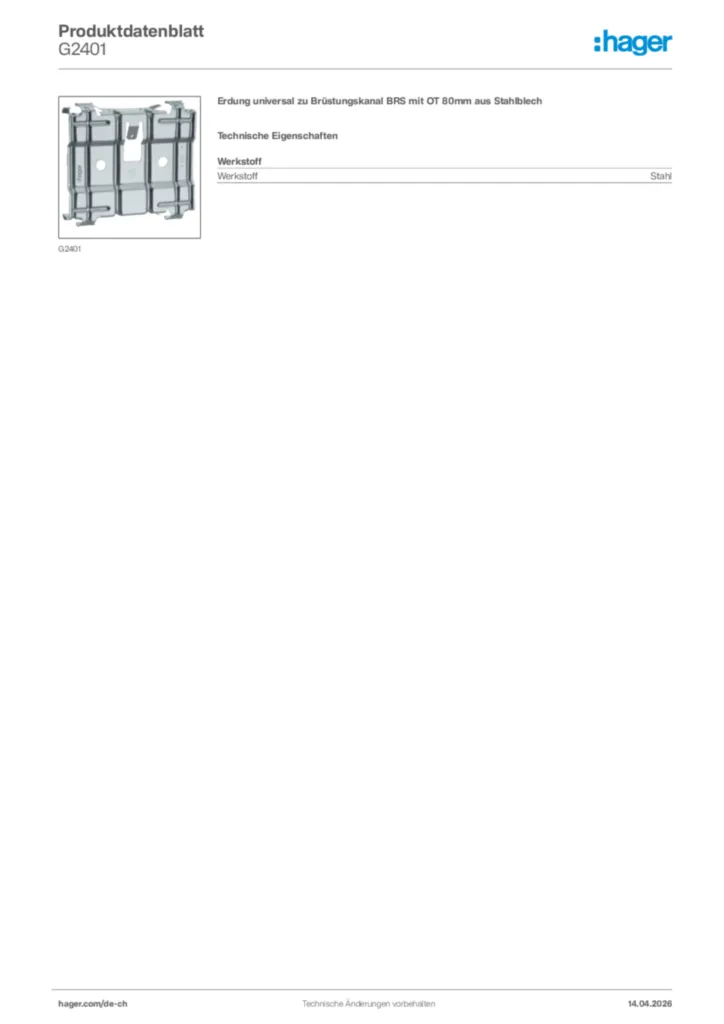Bild Hager Produktdatenblatt G2401 | Hager Schweiz