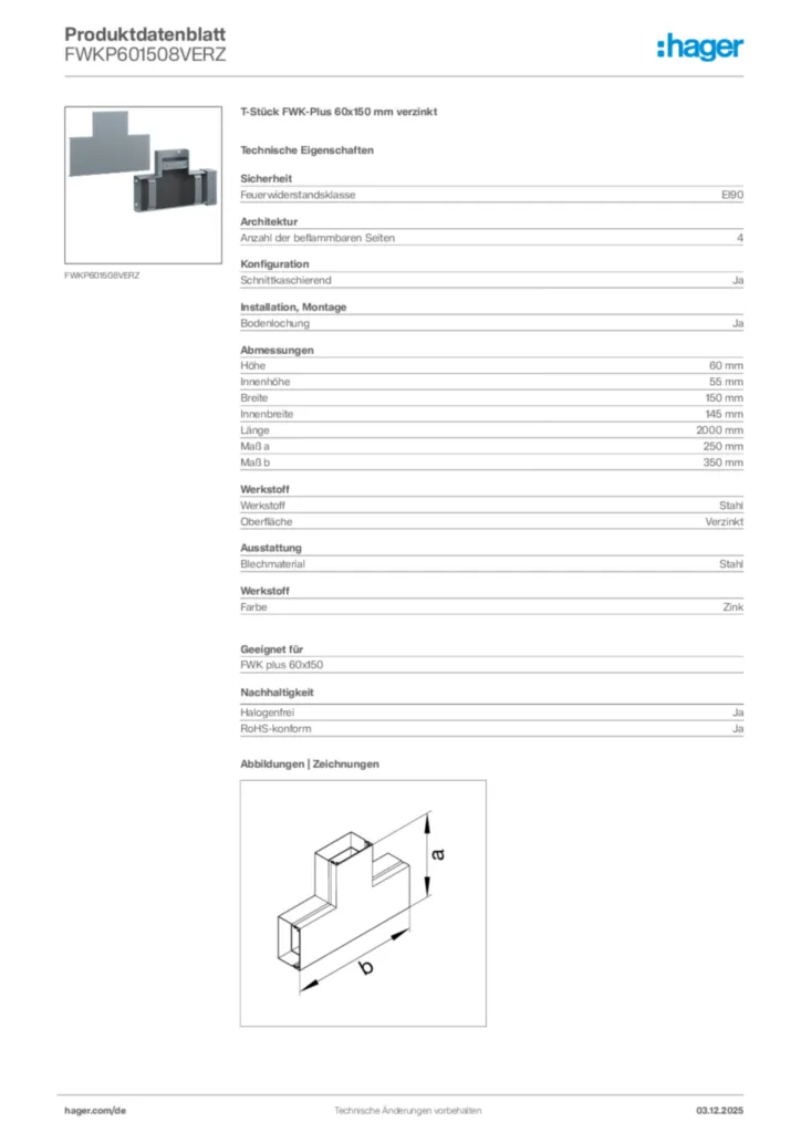 Bild Hager Produktdatenblatt FWKP601508VERZ | Hager Deutschland