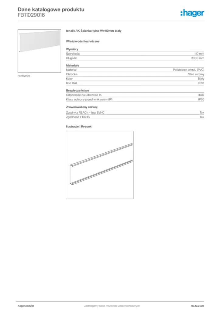 Zdjęcie Hager Dane katalogowe produktu FB11029016 | Hager Polska