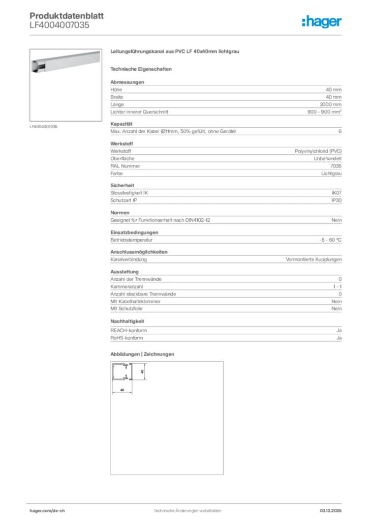 Bild Hager Produktdatenblatt LF4004007035 | Hager Schweiz