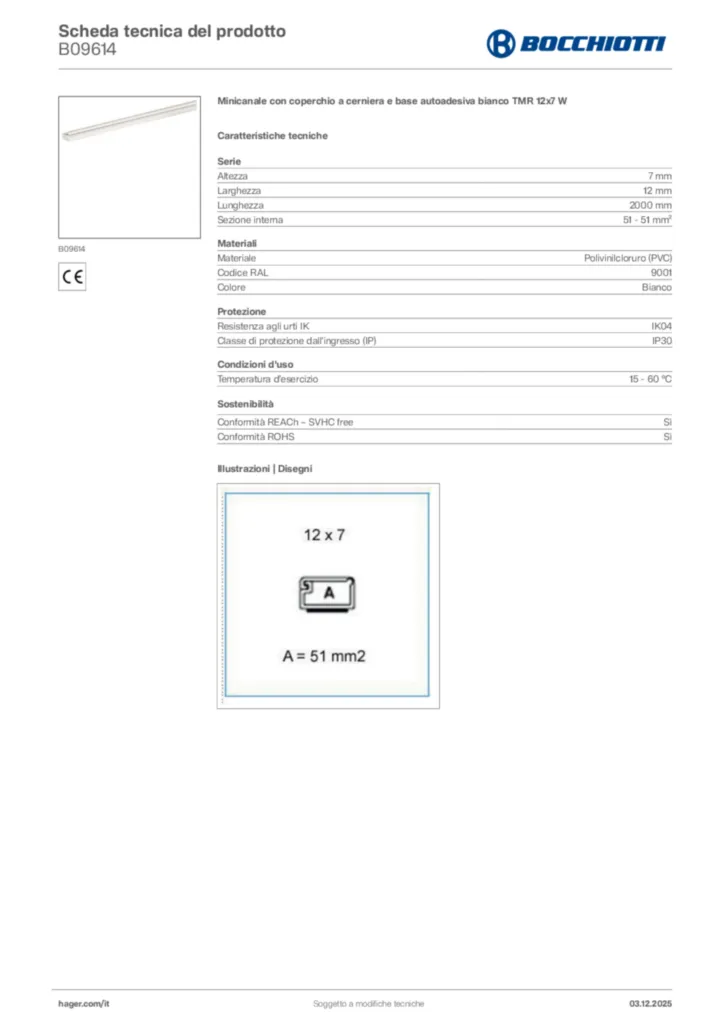 Immagine Bocchiotti Scheda tecnica del prodotto B09614 | Hager Italia