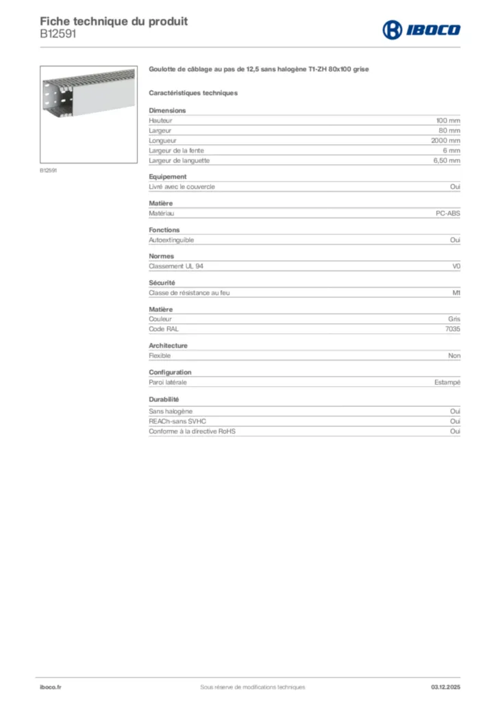 Image Iboco Fiche technique du produit B12591 | Hager France