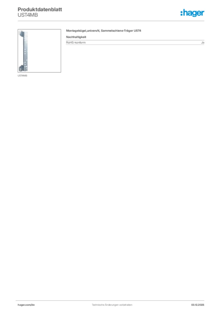 Hager Produktdatenblatt UST4MB