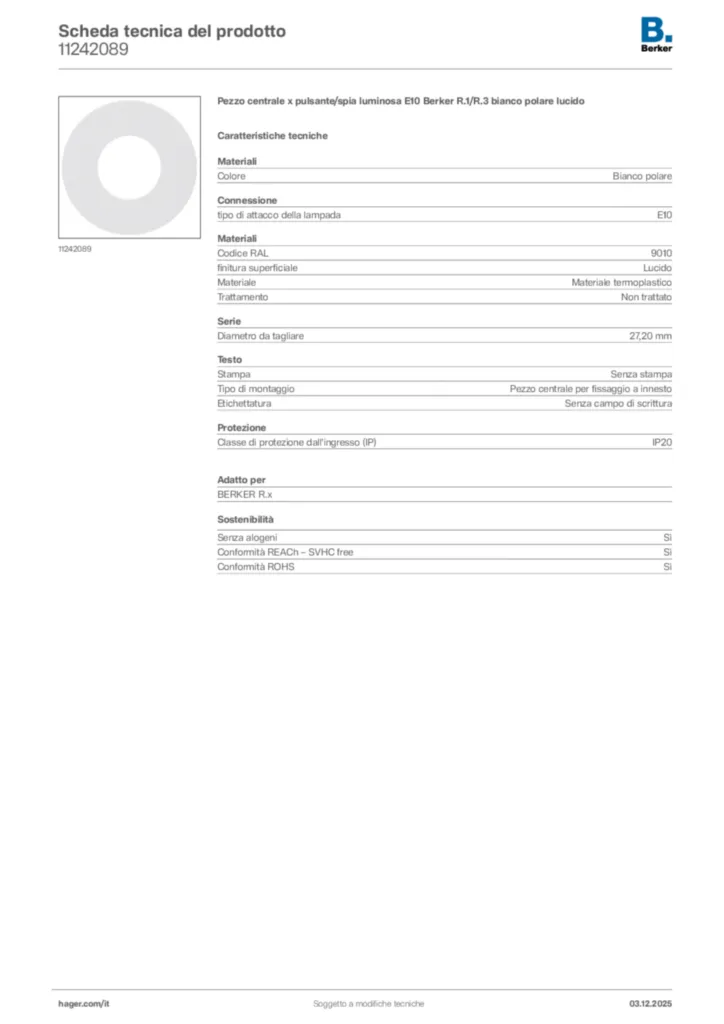 Immagine Berker Scheda tecnica del prodotto 11242089 | Hager Italia
