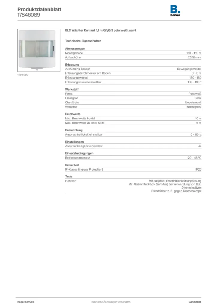 Bild Berker Produktdatenblatt 17846089 | Hager Deutschland