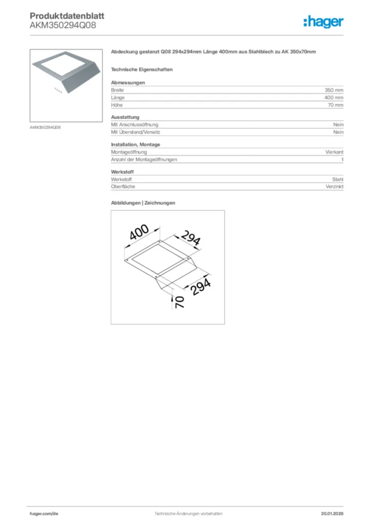 Bild Hager Produktdatenblatt AKM350294Q08 | Hager Deutschland