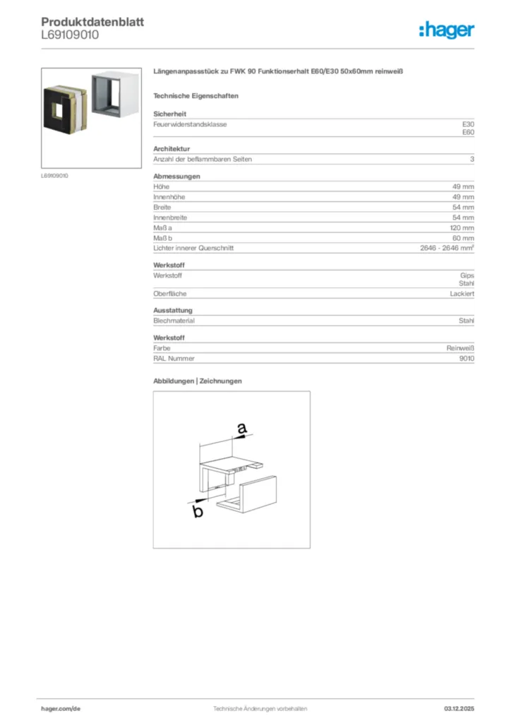 Bild Hager Produktdatenblatt L69109010 | Hager Deutschland