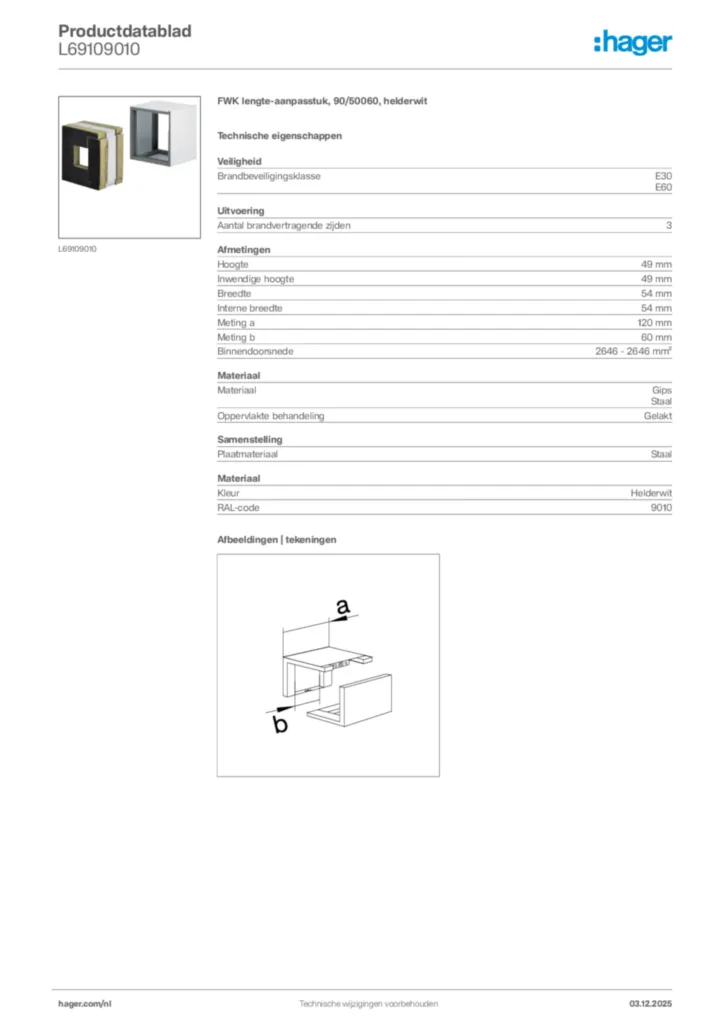 Afbeelding Hager Productdatablad L69109010 | Hager Nederland