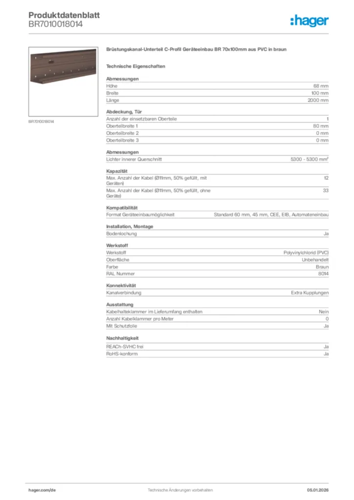 Bild Hager Produktdatenblatt BR7010018014 | Hager Deutschland