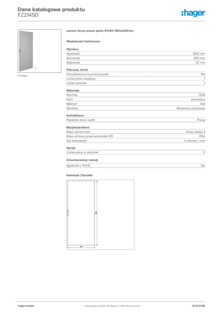 Zdjęcie Hager Dane katalogowe produktu FZ214SD | Hager Polska