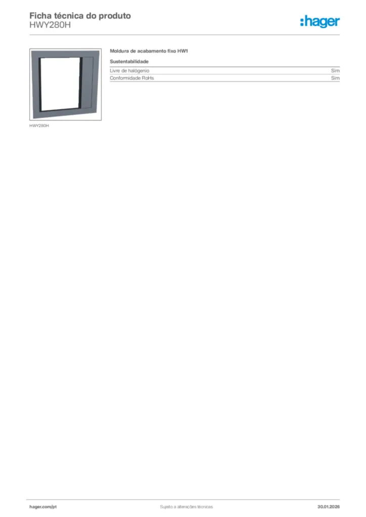 Imagem Hager Ficha técnica do produto HWY280H | Hager Portugal