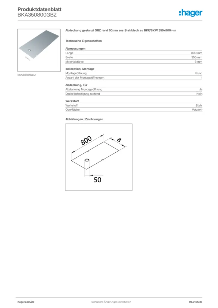 Bild Hager Produktdatenblatt BKA350800GBZ | Hager Deutschland