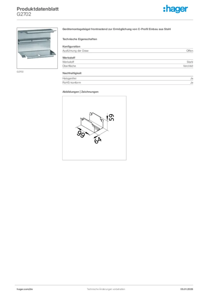 Bild Hager Produktdatenblatt G2702 | Hager Deutschland