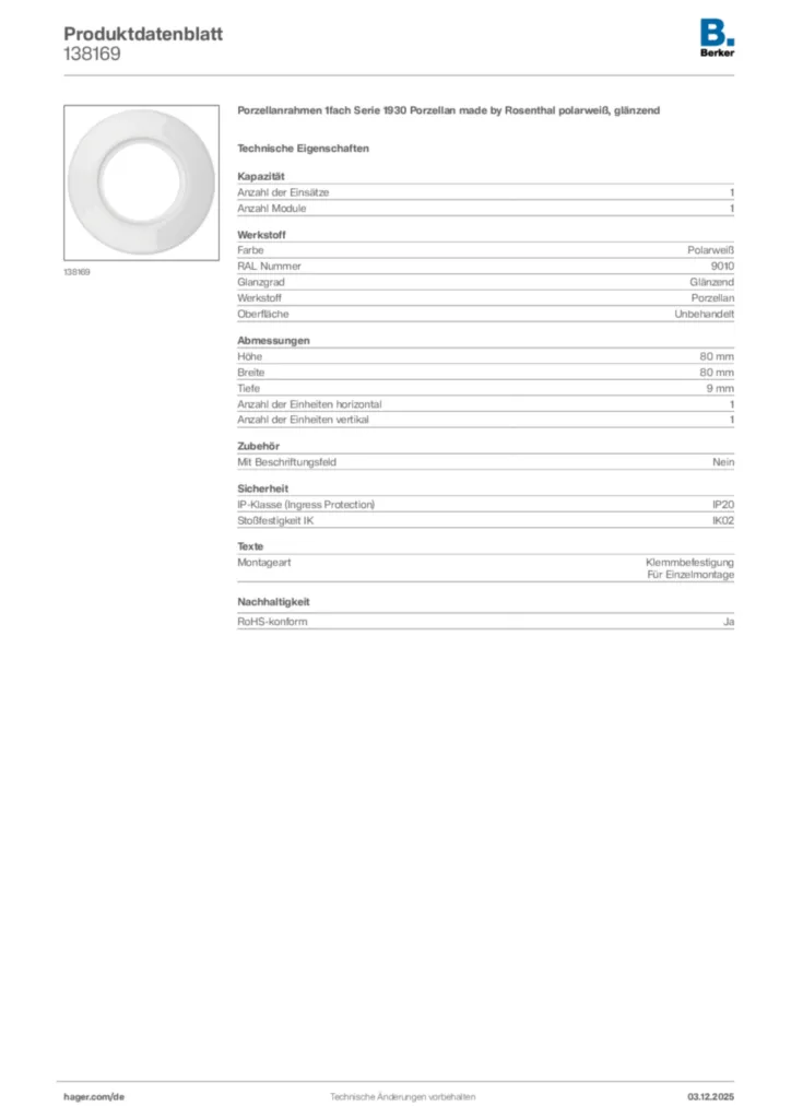 Berker Produktdatenblatt 138169
