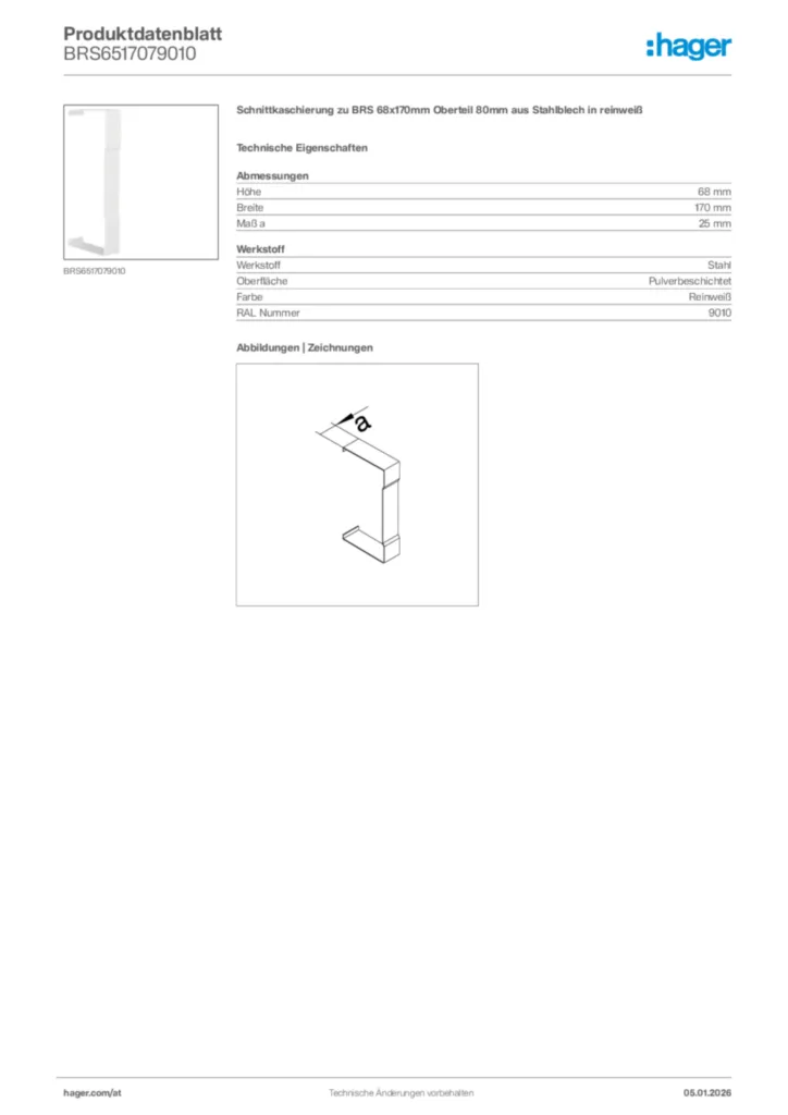 Bild Hager Produktdatenblatt BRS6517079010 | Hager Deutschland