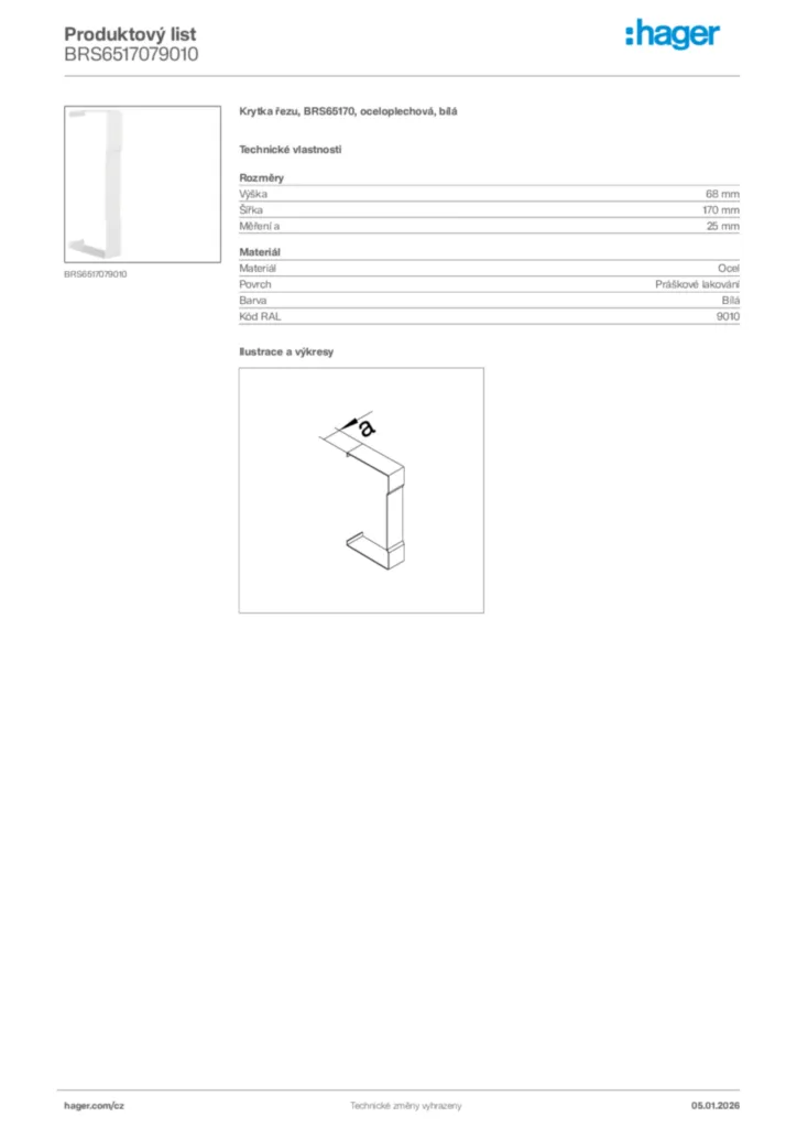 Obrázek Hager Product data sheet BRS6517079010 | Hager