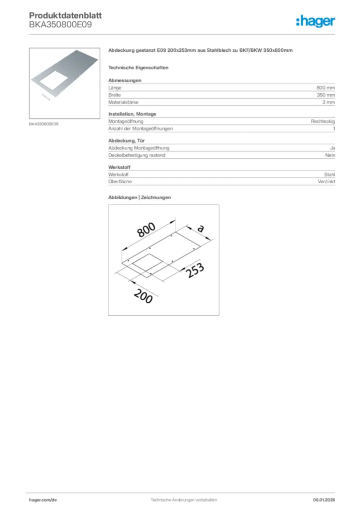 Bild Hager Produktdatenblatt BKA350800E09 | Hager Deutschland