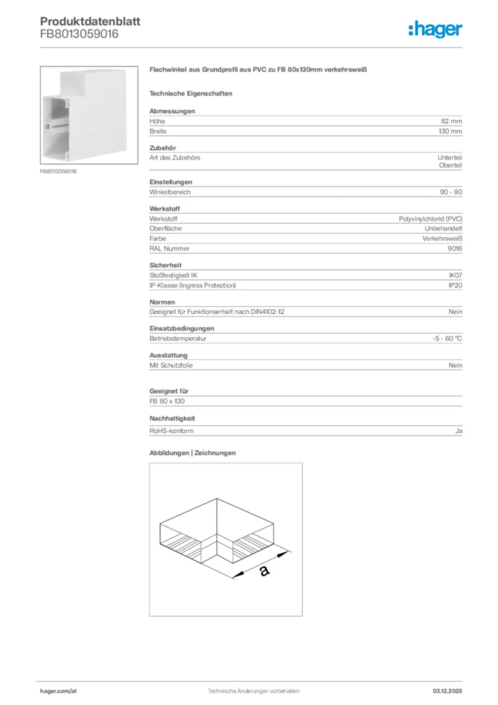 Bild Hager Produktdatenblatt FB8013059016 | Hager Deutschland