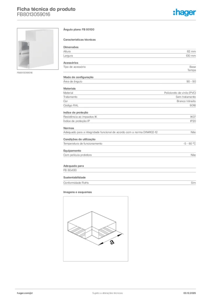 Imagem Hager Ficha técnica do produto FB8013059016 | Hager Portugal