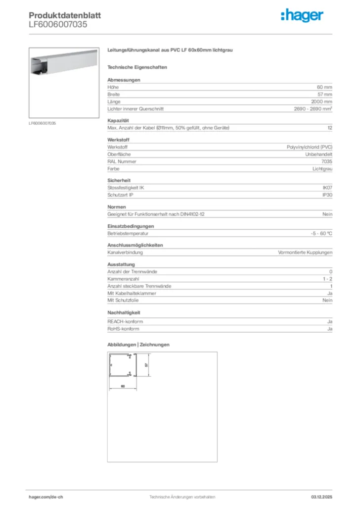 Bild Hager Produktdatenblatt LF6006007035 | Hager Schweiz
