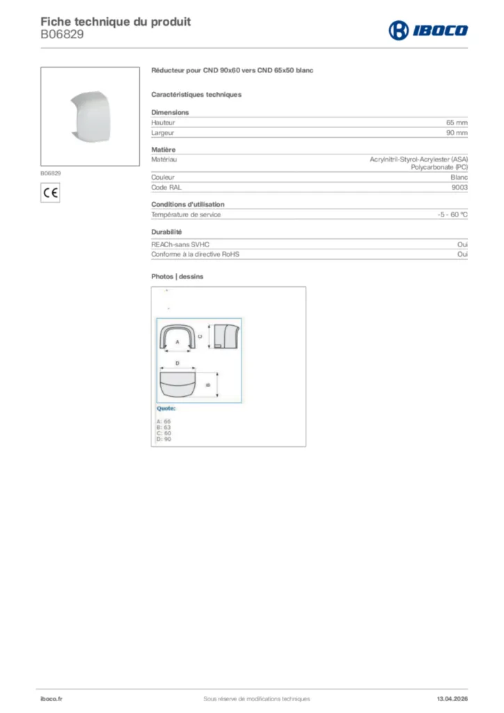 Image Iboco Fiche technique du produit B06829 | Hager France