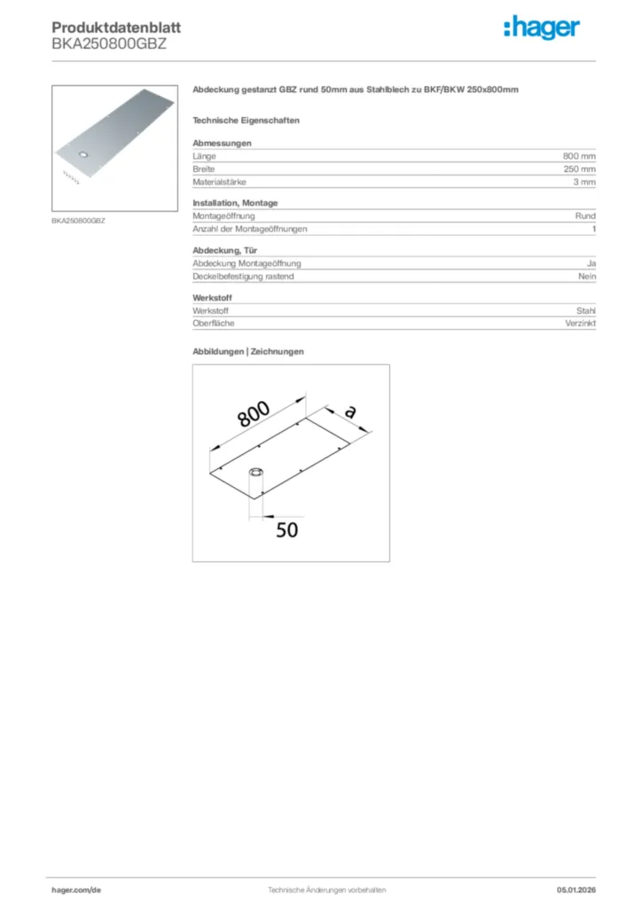Bild Hager Produktdatenblatt BKA250800GBZ | Hager Deutschland