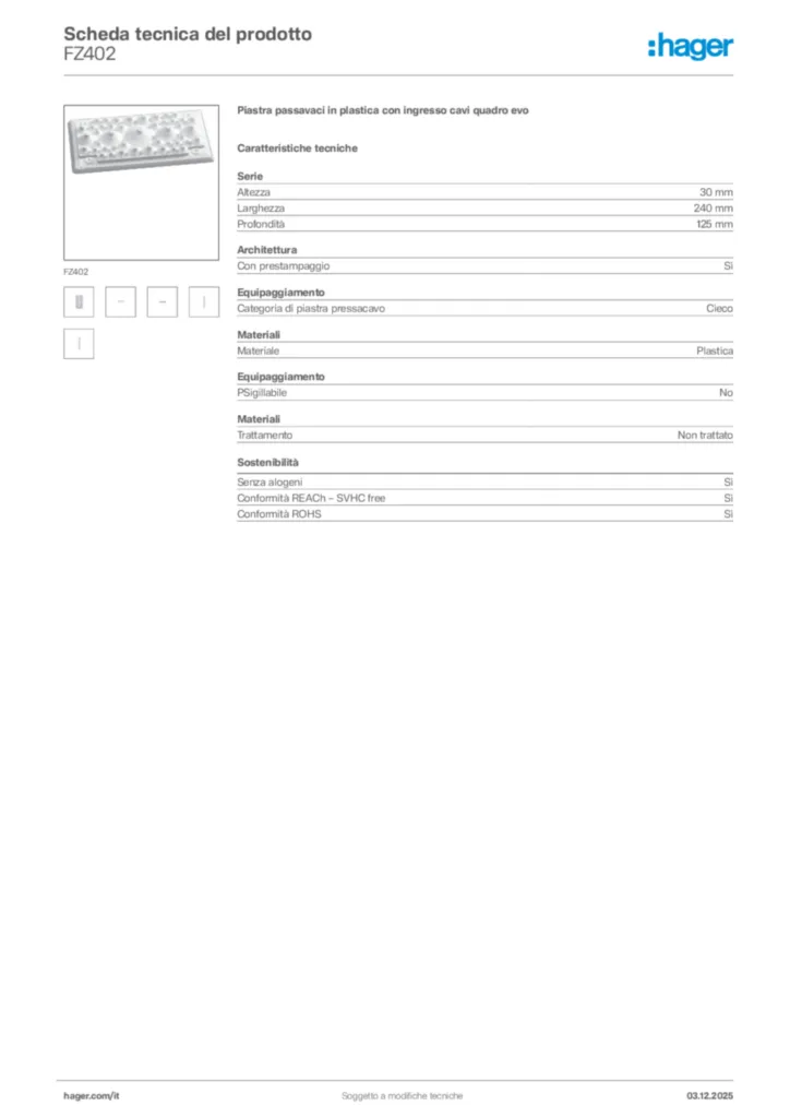 Immagine Hager Scheda tecnica del prodotto FZ402 | Hager Italia