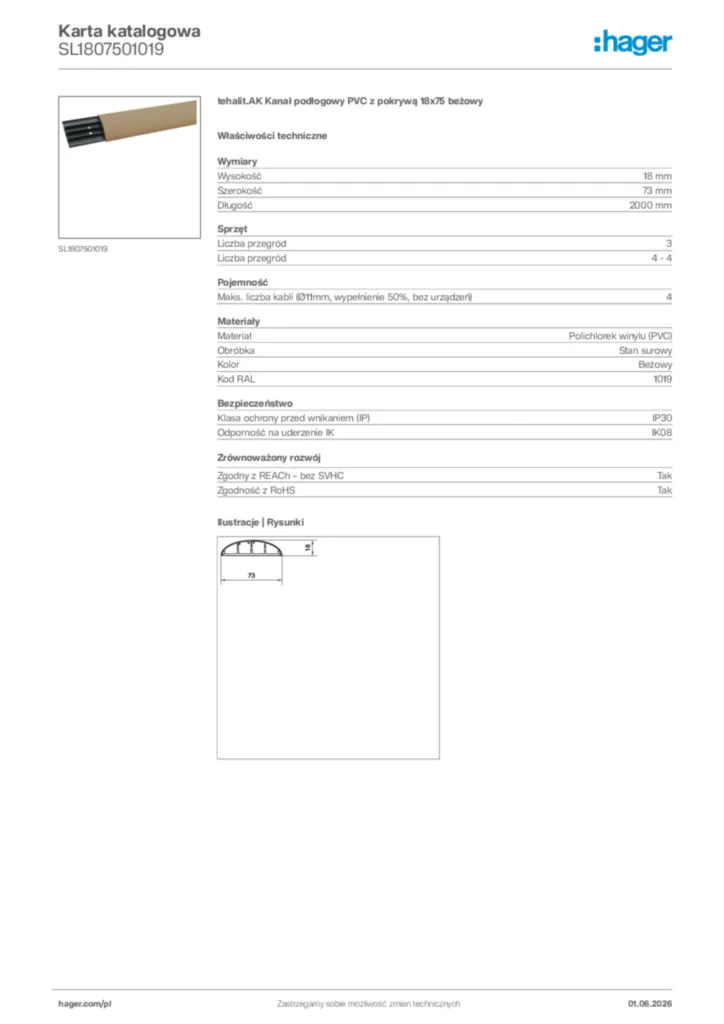 Zdjęcie Hager Karta katalogowa SL1807501019 | Hager Polska