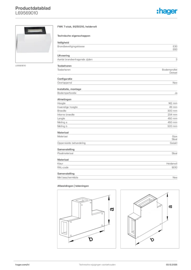 Afbeelding Hager Productdatablad L69569010 | Hager Nederland