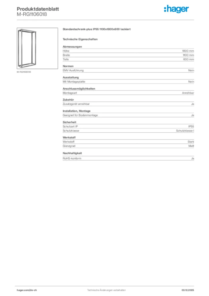 Bild Hager Produktdatenblatt M-RG1106018 | Hager Schweiz
