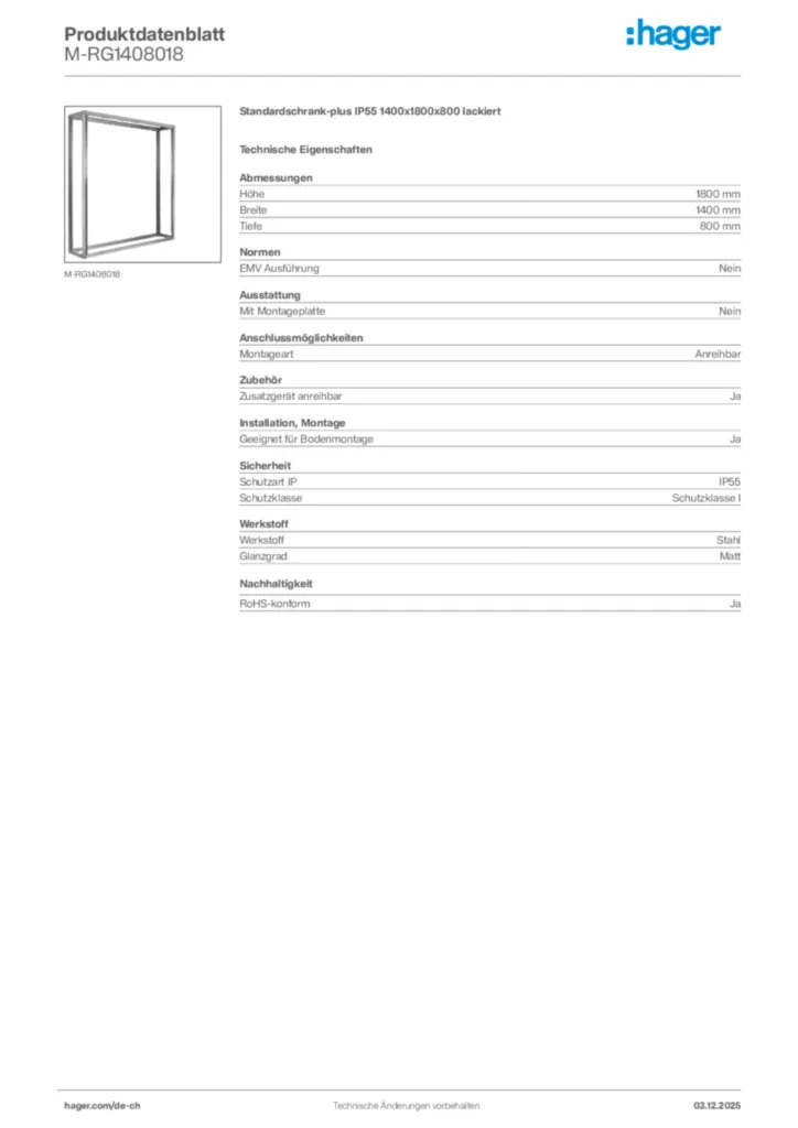 Bild Hager Produktdatenblatt M-RG1408018 | Hager Schweiz