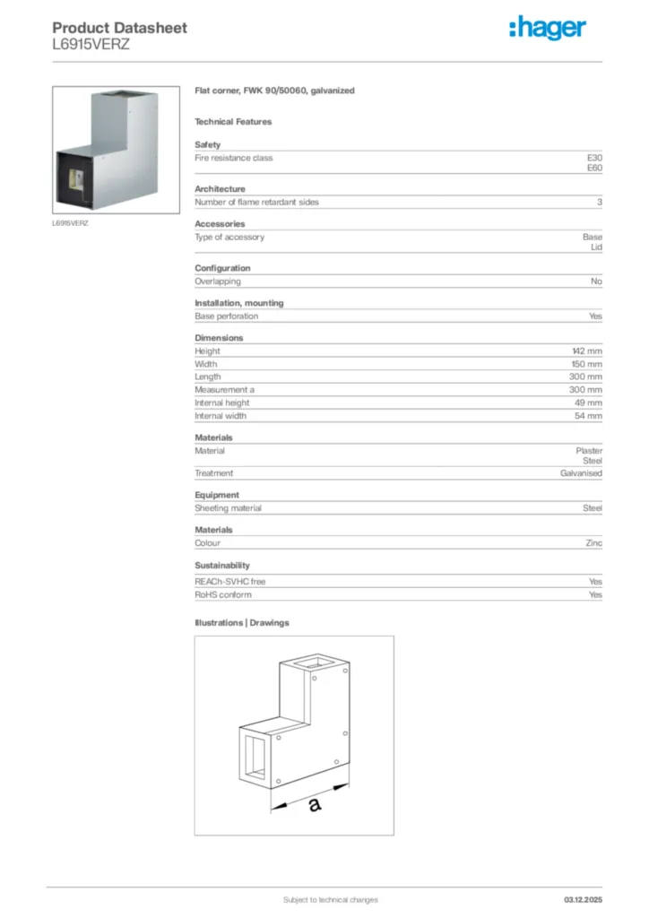 Image Hager Product data sheet L6915VERZ  | Hager Africa