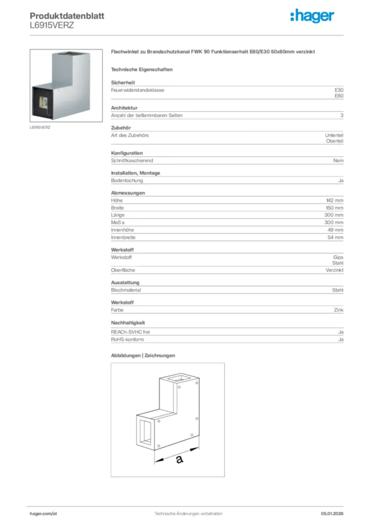 Bild Hager Produktdatenblatt L6915VERZ | Hager Deutschland