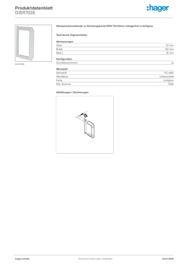 Bild Hager Produktdatenblatt G15117035 | Hager Deutschland