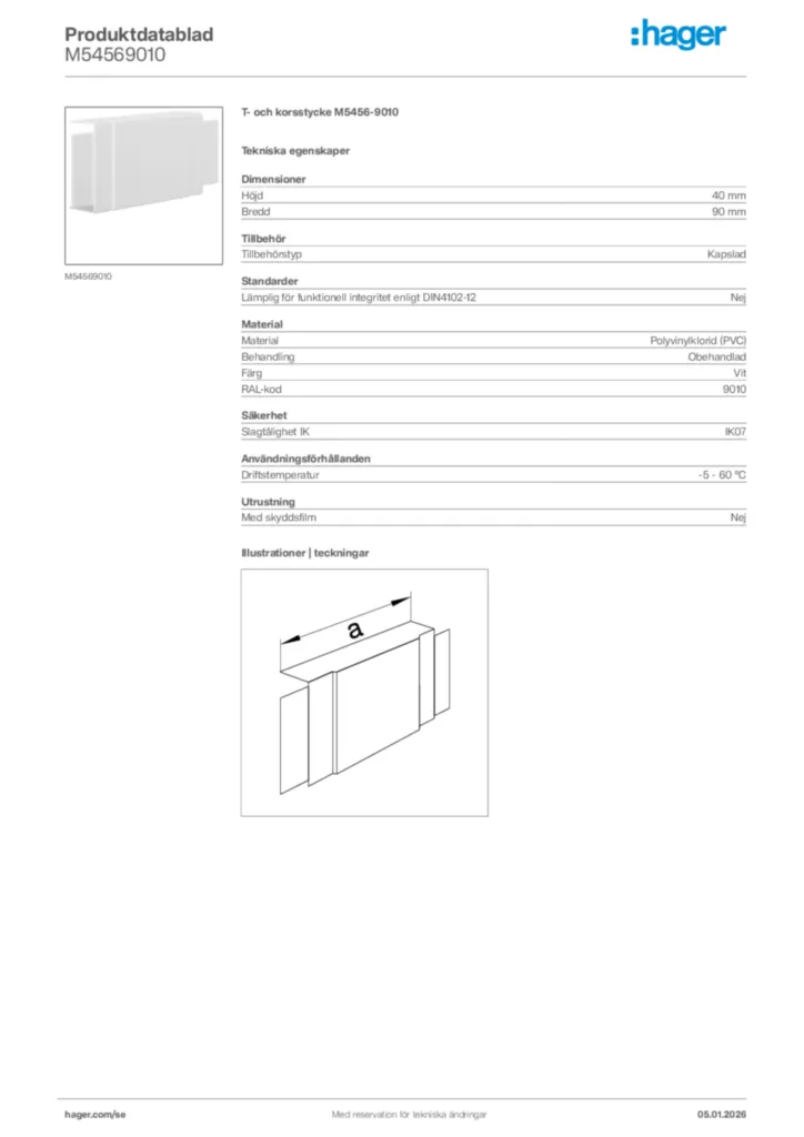 Bild Hager Produktdatablad M54569010 | Hager Sverige