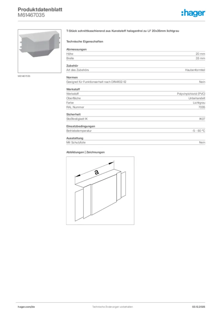 Bild Hager Produktdatenblatt M61467035 | Hager Deutschland