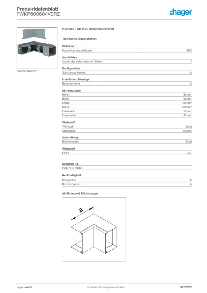 Bild Hager Produktdatenblatt FWKP600604VERZ | Hager Deutschland