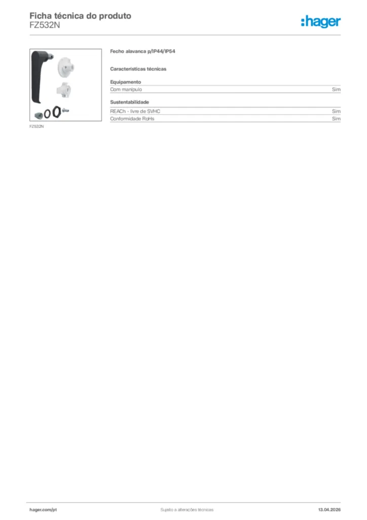 Imagem Hager Ficha técnica do produto FZ532N | Hager Portugal