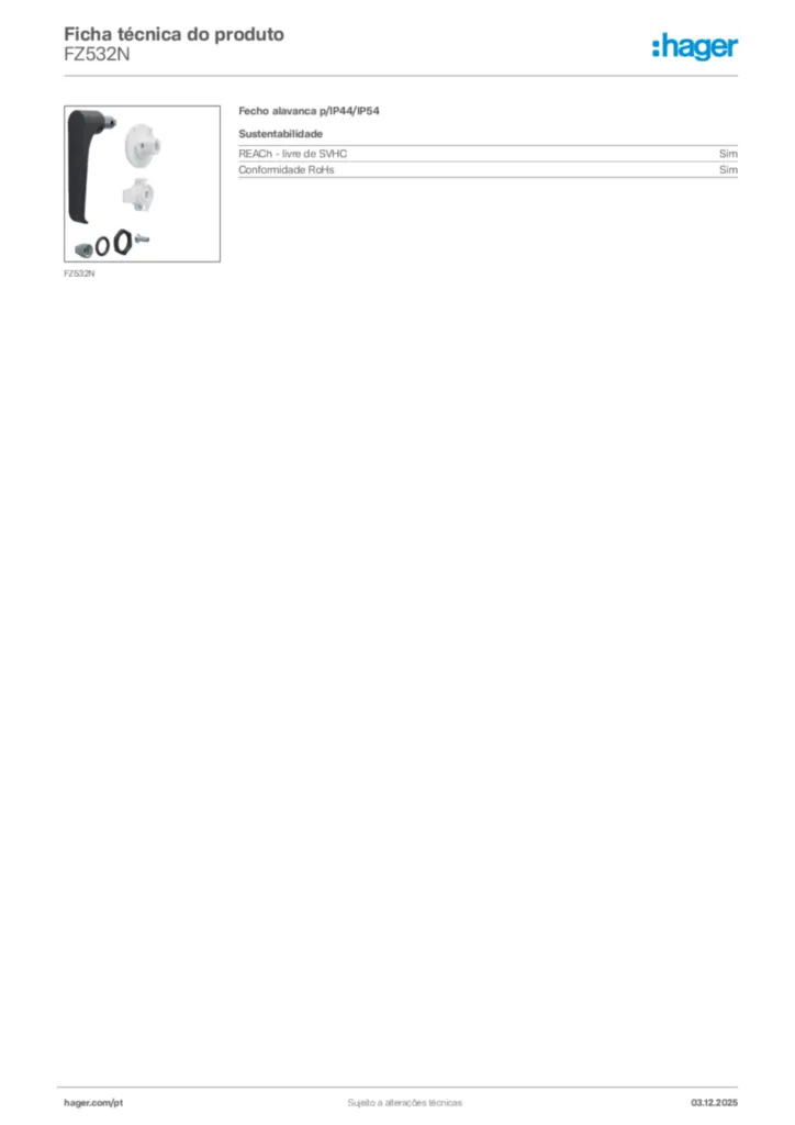 Imagem Hager Ficha técnica do produto FZ532N | Hager Portugal