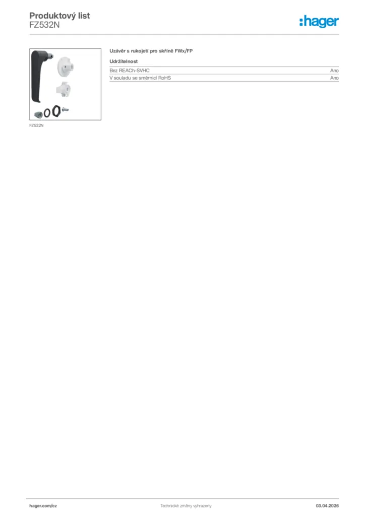 Obrázek Hager Product data sheet FZ532N | Hager