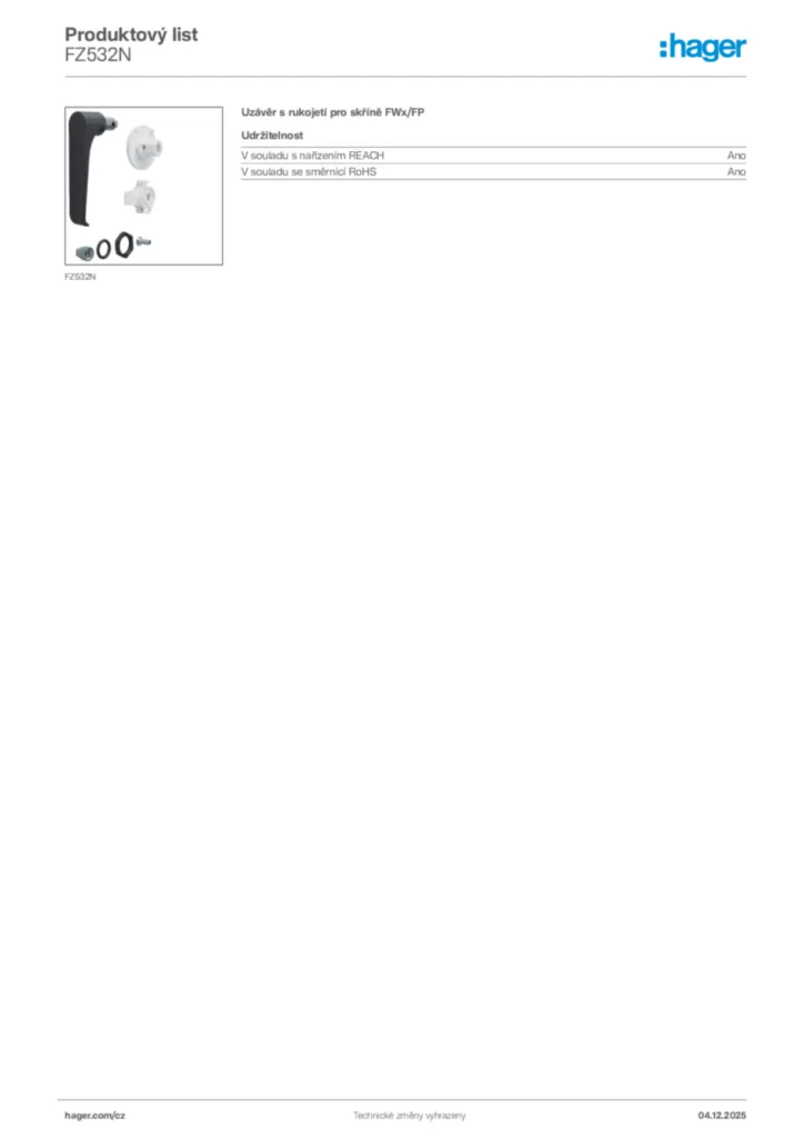 Obrázek Hager Product data sheet FZ532N | Hager
