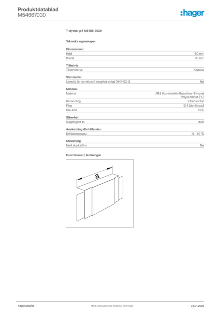 Bild Hager Produktdatablad M54667030 | Hager Sverige