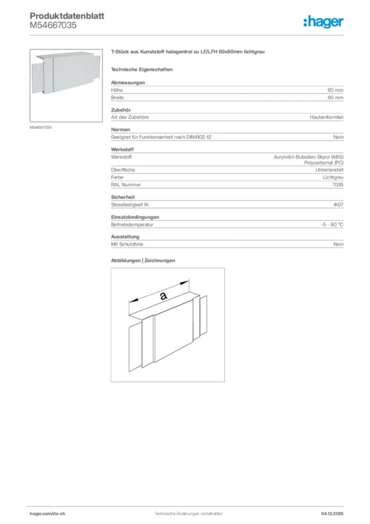 Bild Hager Produktdatenblatt M54667035 | Hager Schweiz